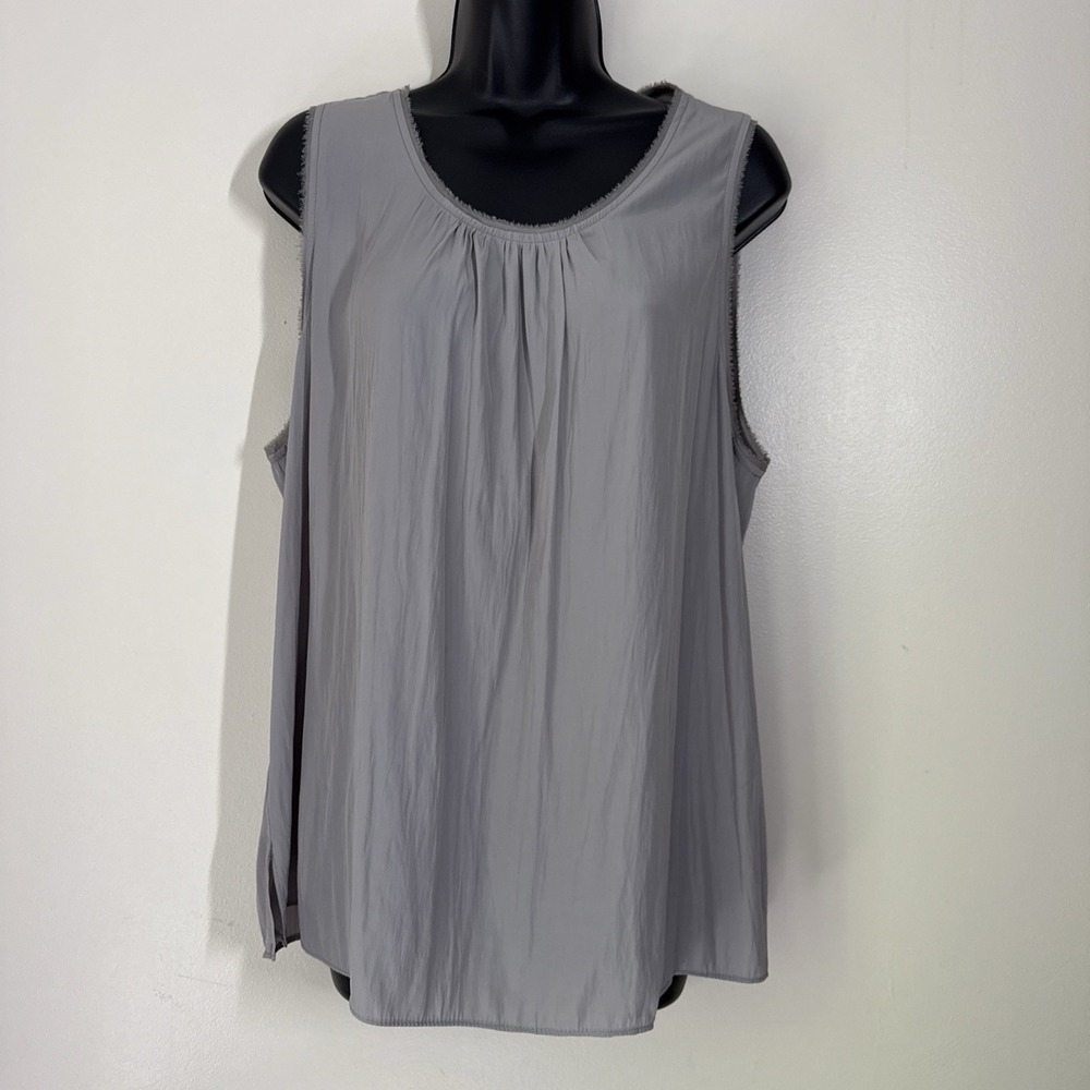 Lola & Sophie Top Shirt Size XL Tank Gray Silk Flowy Basic Casual Feminine